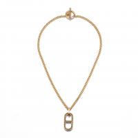 Messing Halskette, goldfarben plattiert, für Frau & mit Strass, 15x30x3mm, verkauft per ca. 17.71 ZollInch Strang