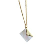 Shell Necklaces, Brass, with White Shell, Envelope, 18K gold plated, micro pave cubic zirconia & for woman, 16.10x12.10mm, Sold Per Approx 17.72 Inch Strand