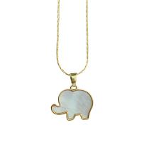 Shell Necklaces, Brass, with White Shell, Elephant, 18K gold plated, for woman, 15x21mm, Sold Per Approx 17.72 Inch Strand