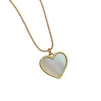 Shell Necklaces, Brass, with White Shell, with 1.96 lnch extender chain, Heart, 18K gold plated, different styles for choice & for woman, 20x20mm, Sold Per Approx 17.72 Inch Strand