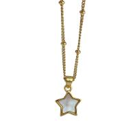 Shell Necklaces, Brass, with White Shell, Star, 18K gold plated, for woman, 10.30x10.30mm, Sold Per Approx 17.72 Inch Strand