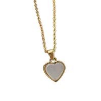 Muschel Halskette, Messing, mit Muschel, Herz, 18K vergoldet, für Frau, keine, 9.70mm, verkauft per ca. 17.72 ZollInch Strang