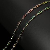 Barra de acero inoxidable cadena, chapado en colorido, Sostenible & Bricolaje & cadena de la barra, 10.50x3.50x1.50mm, 10m/Carrete, Vendido por Carrete