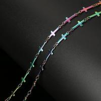 Barra de acero inoxidable cadena, chapado en colorido, Sostenible & Bricolaje & cadena de la barra, 13.50x5x1mm, 10m/Carrete, Vendido por Carrete