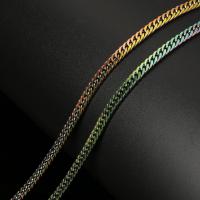 Nehrđajućeg čelika Curb Chain, Nehrđajući čelik, pozlaćen, Održivi & rubnik lanac, 4mm, 10m/spool, Prodano By spool