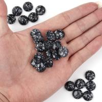 Natural Gemstone Cabochons Snowflake Obsidian Round plated DIY Sold By Bag