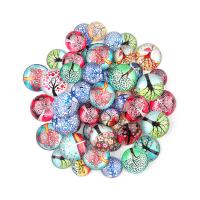 Glass Cabochons Round plated time gem jewelry & DIY Sold By Bag