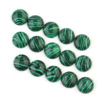 Natural Gemstone Cabochons, Malachite, Round, plated, DIY & different size for choice, more colors for choice, 10PCs/Bag, Sold By Bag