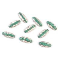 Natural Turquoise Cabochon, Oval, plated, DIY & two tone, 13x30mm, 3PCs/Bag, Sold By Bag