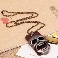 Zinc Alloy Jewelry Necklace with PU Leather Adjustable & Korean style & Unisex brown nickel lead & cadmium free 25*2cm 0.2cm Sold By Strand