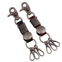Tibetan Style Key Clasp, with PU Leather, for man, more colors for choice, nickel, lead & cadmium free, 180mm, Sold By PC