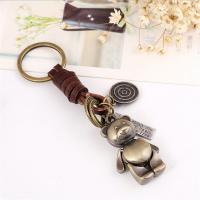 Tibetan Style Key Clasp, with PU Leather, for man, nickel, lead & cadmium free, 120x30mm, Sold By PC