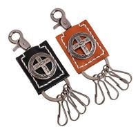 Zinc Alloy Key Clasp with PU Leather for man nickel lead & cadmium free 120mm Sold By PC