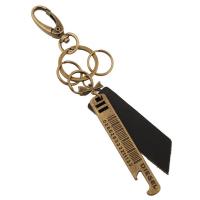 Tibetan Style Key Clasp, with PU Leather, for man, nickel, lead & cadmium free, 175x30mm, Sold By PC