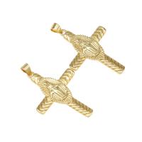 Cubic Zirconia Micro Pave Brass Pendant, Cross, DIY, golden, 34x25x3mm, Hole:Approx 6mm, Sold By PC