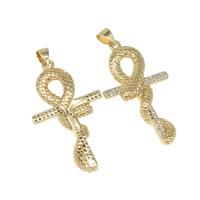 Cubic Zirconia Micro Pave Brass Pendant, micro pave cubic zirconia, golden, 36x21x5mm, Hole:Approx 4mm, Sold By PC