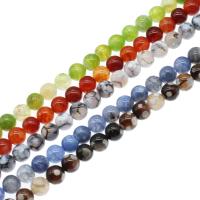 Perle prirodne pucketati ahat, Krug, možete DIY, više boja za izbor, 6mm,8mm,10mm, Prodano Per 15 inčni Strand