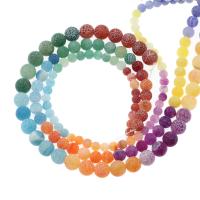 Natural Dragon Veins Agate Beads, Round, DIY & matte, multi-colored, Sold By Strand