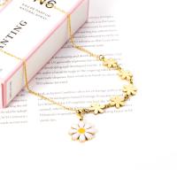 Stainless Steel Jewelry Necklace Daisy plated fashion jewelry & for woman & enamel Sold By Strand