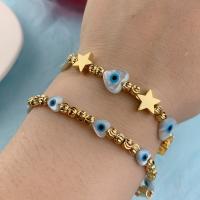 Evil Eye Jewelry Bracelet Brass with White Shell 18K gold plated & for woman Sold Per Approx 9.45 Inch Strand
