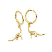 Huggie Hoop Drop Earring, 925 Sterling Silver, Dinosaur, plated, for woman, more colors for choice, 11.80x25mm, Inner Diameter:Approx 9mm, Sold By Pair