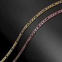 Stainless Steel Figaro Chain, plated, durable, 6x3x1mm,4.5x3x1mm, 10m/Spool, Sold By Spool