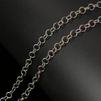 Stainless Steel Rolo Chain, colorful plated, durable, 5x1mm, 10m/Spool, Sold By Spool