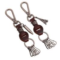 Zinc Alloy Key Clasp with PU Leather & for man brown nickel lead & cadmium free 150mm Sold By PC