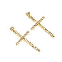 Cubic Zirconia Micro Pave Brass Pendant Cross micro pave cubic zirconia golden Sold By PC