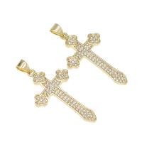 Cubic Zirconia Micro Pave Brass Pendant, micro pave cubic zirconia, golden, 33x21x4mm, Hole:Approx 4mm, Sold By PC
