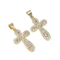 Cubic Zirconia Micro Pave Brass Pendant, micro pave cubic zirconia, golden, 31x18x2mm, Hole:Approx 4mm, Sold By PC