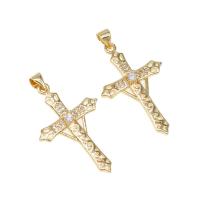 Cubic Zirconia Micro Pave Brass Pendant, micro pave cubic zirconia, golden, 22x14x2mm, Hole:Approx 4mm, Sold By PC