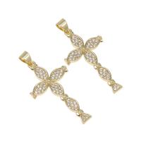 Cubic Zirconia Micro Pave Brass Pendant, micro pave cubic zirconia, golden, 32x17x2mm, Hole:Approx 4mm, Sold By PC