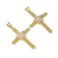 Cubic Zirconia Micro Pave Brass Pendant, micro pave cubic zirconia, golden, 36x26x3mm, Hole:Approx 4mm, Sold By PC