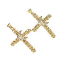 Cubic Zirconia Micro Pave Brass Pendant, micro pave cubic zirconia, golden, 36x26x3mm, Hole:Approx 4mm, Sold By PC