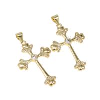 Cubic Zirconia Micro Pave Brass Pendant, micro pave cubic zirconia, golden, 31x20x3mm, Hole:Approx 4mm, Sold By PC