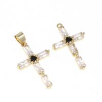 Cubic Zirconia Micro Pave Brass Pendant, micro pave cubic zirconia, golden, 28x18x4mm, Sold By PC