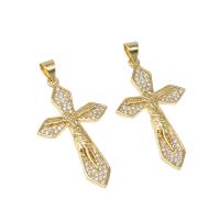 Cubic Zirconia Micro Pave Brass Pendant, micro pave cubic zirconia, golden, 34x20x3mm, Hole:Approx 4mm, Sold By PC