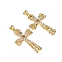 Cubic Zirconia Micro Pave Brass Pendant, micro pave cubic zirconia, golden, 33x19x4mm, Hole:Approx 4mm, Sold By PC