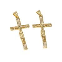 Cubic Zirconia Micro Pave Brass Pendant, micro pave cubic zirconia, golden, 35x18x2mm, Hole:Approx 4mm, Sold By PC