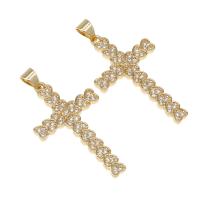 Cubic Zirconia Micro Pave Brass Pendant, micro pave cubic zirconia, golden, 32x19x2mm, Hole:Approx 4mm, Sold By PC