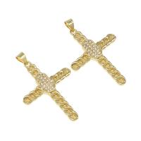 Cubic Zirconia Micro Pave Brass Pendant, micro pave cubic zirconia, golden, 35x26x3mm, Hole:Approx 4mm, Sold By PC