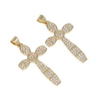 Cubic Zirconia Micro Pave Brass Pendant, micro pave cubic zirconia, golden, 31x18x2mm, Hole:Approx 4mm, Sold By PC