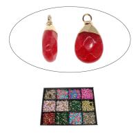 Bijoux Pendentifs en pierres gemmes, laiton, avec Agate, larme, facettes, plus de couleurs à choisir, 18x11x6mm, Vendu par PC