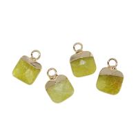 Gemstone Pendants Jewelry, Brass, with Gemstone,  Square, faceted, more colors for choice, 14x10x5mm, Sold By PC