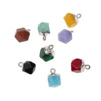 Gemstone Pendants Jewelry, Brass, with Gemstone, faceted, more colors for choice, 13x8x8mm, Sold By PC