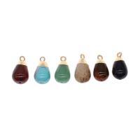 Gemstone Pendants Jewelry, Brass, with Gemstone, Teardrop, DIY, more colors for choice, 18x10x10mm, Sold By PC