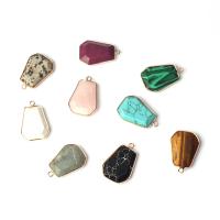 Gemstone Pendants Jewelry Natural Stone with Zinc Alloy Polygon fashion jewelry & DIY Sold By PC
