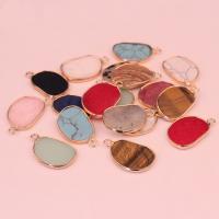 Gemstone Pendants Jewelry Natural Stone with Zinc Alloy fashion jewelry & DIY & enamel Sold By PC