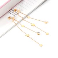 Stainless Steel Drop Earring plated fashion jewelry & for woman & with rhinestone Sold By Pair